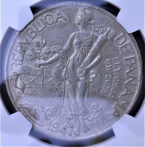 1947 Panama Balboa, NGC UNC. details , nice silver coin #1328 - Picture 4 of 4