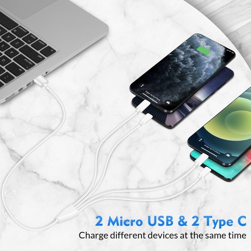 Multiple USB Charging Cable, 4 in 1 USB Charger Cable Adapter Connector, with 2 - Picture 2 of 2