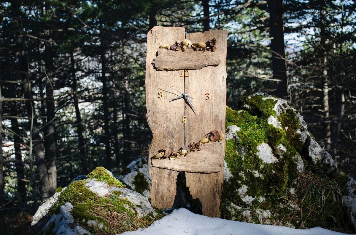 Orologio da parete rustico in legno antico HAND Crafted 70x30Cm