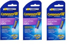 Compound W Wart Remover Maximum Strength Fast Acting Gel 0.25 Oz--THREE PACK