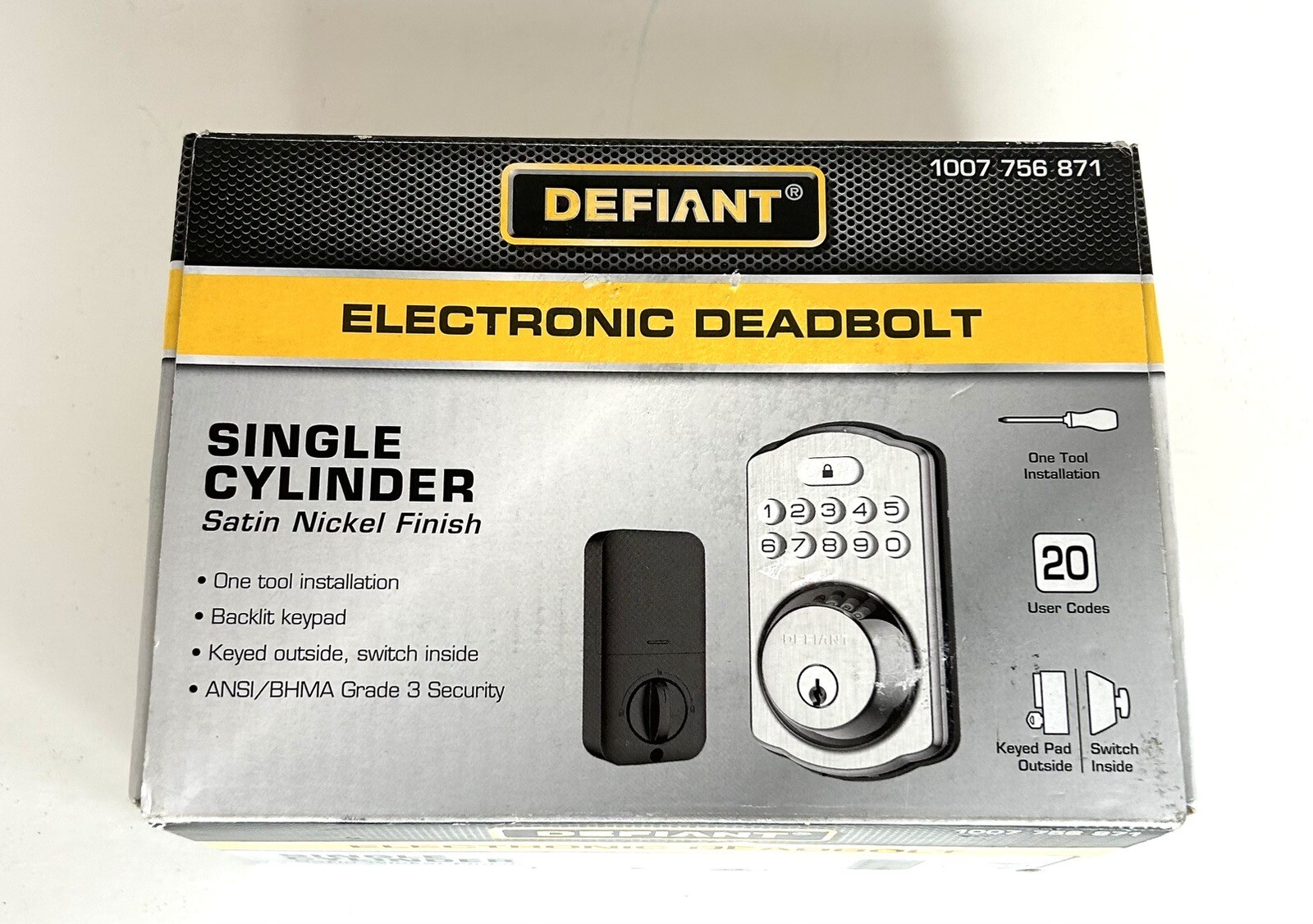Defiant Single Cylinder Castle Electronic Keypad Deadbolt For Parts