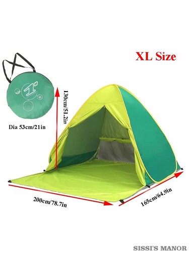 With Door Curtain 2-3Persons Pop Up Beach Tent Automatic Quickly Open Camping - Picture 11 of 32