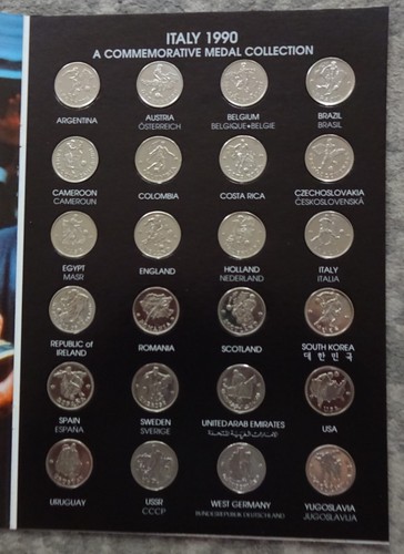 ITALIA 90 ITALY 1990 WORLD CUP COINS A COMMEMORATIVE MEDAL COLLECTION VERY GOOD - 第 3/14 張圖片