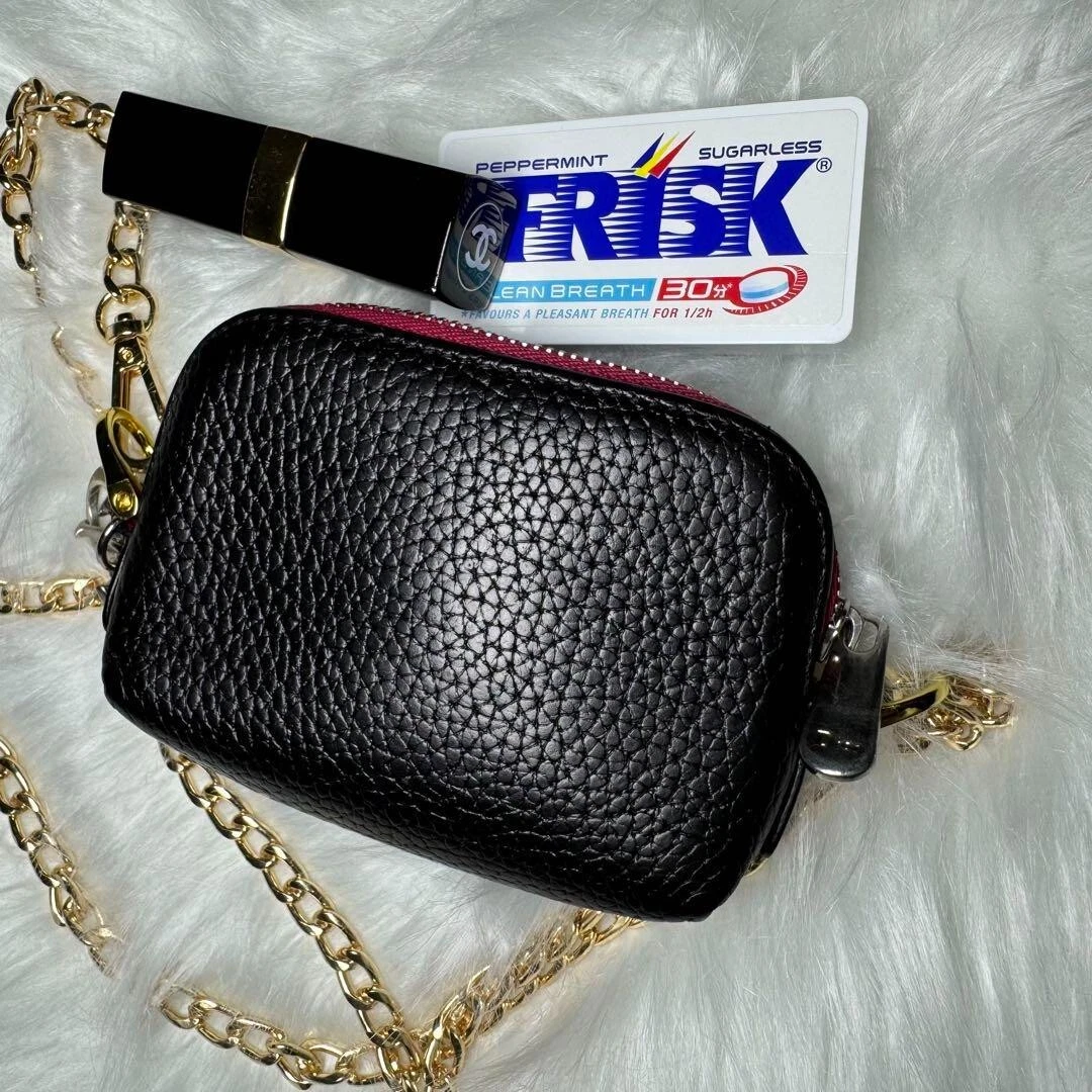 CHRISTIAN DIOR CD Cannage Sac Bandoulière Pochette Chaîne Cuir Noir Femme Authentique