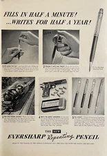 1937 Eversharp Repeating Pencil Print Ad Fills In Half Minute Writes Half Year