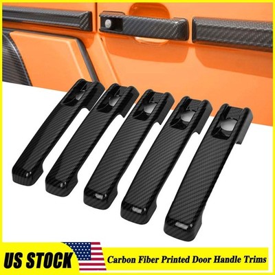 5x For Benz W463 G-Class G55 G63 G500 Carbon Fiber Door Handle Decor Cover Trim