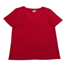 Gap Solid Red Short Sleeve Linen Blend T-Shirt Women’s Size S 