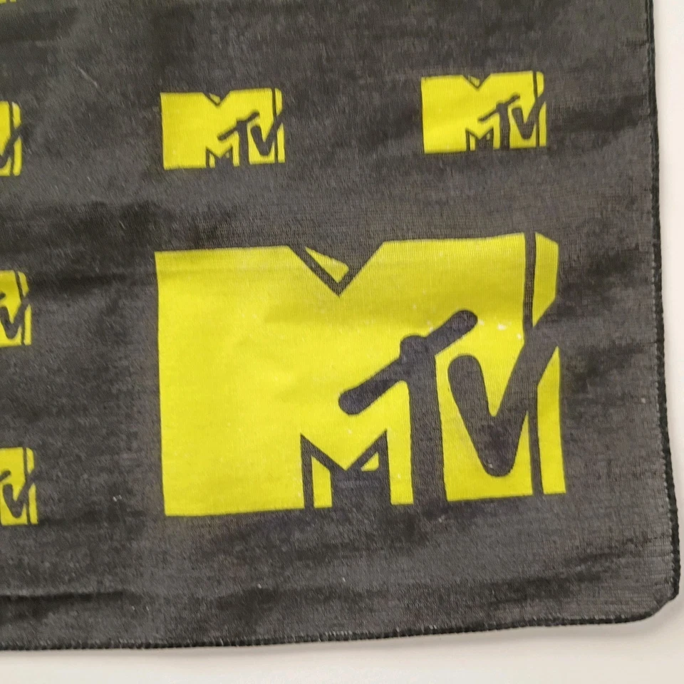 Bandana vintage con logotipo de MTV de los años 90 amarillo neón/verde rara Foto 4 de 4