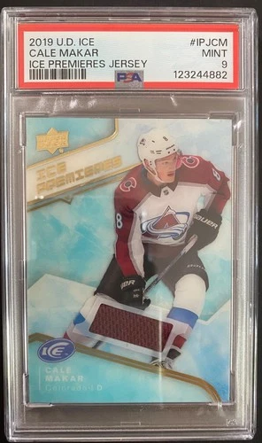 2019 UPPER DECK ICE CALE MAKAR ICE PREMIERES JERSEY RC PSA 9
