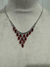 Crystal Necklace Earrings Jewelry Set Red