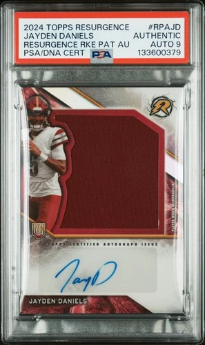 2024  Resurgence Jayden Daniels  Rookie Patch PSA 9 Authentic Auto