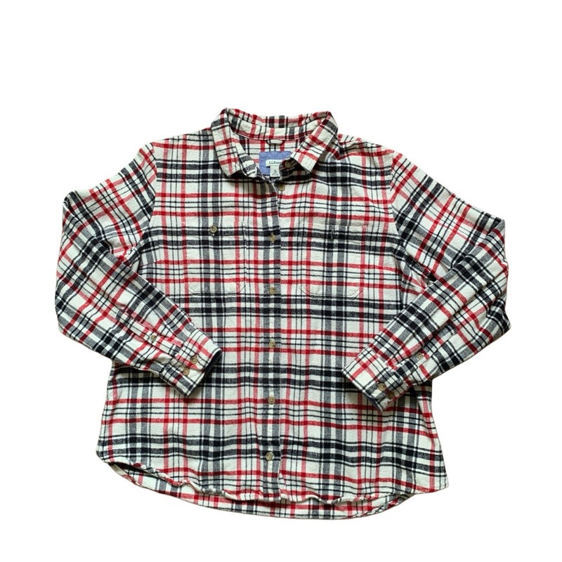 WOMENS LLBean Red/white/black Plaid Flannel Button Up Shirt Size XL