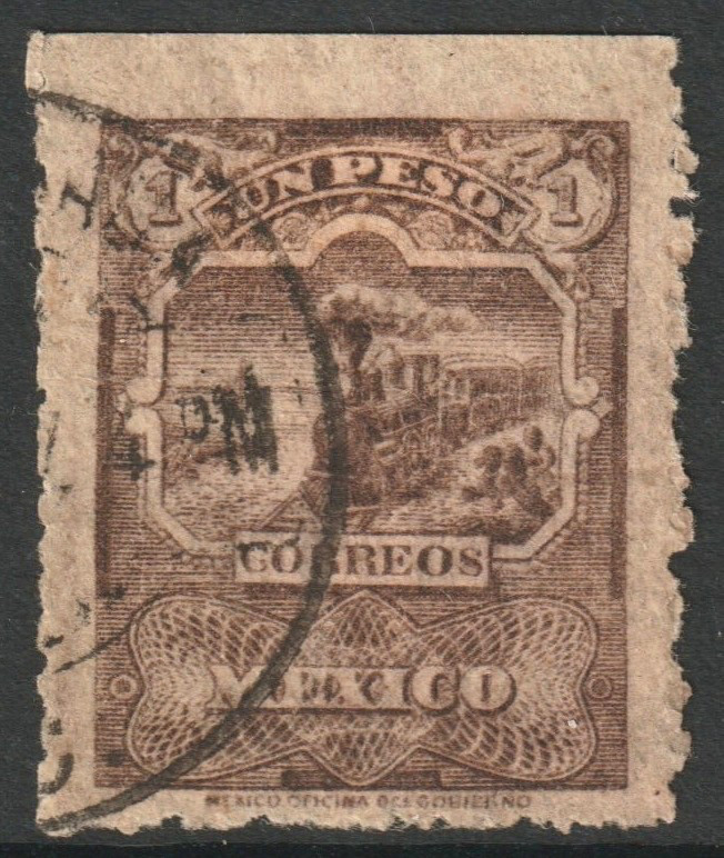 ga31 #266 1 peso Brown Interlaced Wmk. used  VF est $100-250 Read Description