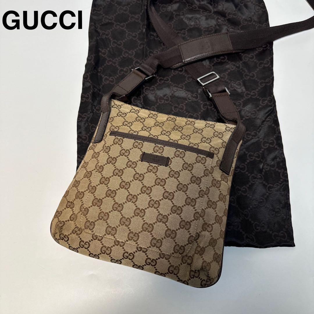 N51 With Storage Bag Gucci Gg Canvas Leather Shoulder