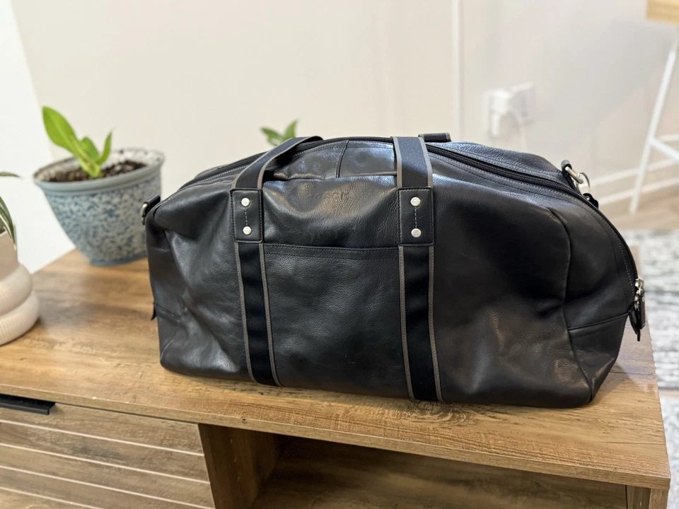 Bolso de Lona Coach 100% Cuero Genuino Boston Negro - Bolso de Viaje Grande - CoachCRT Foto 4 de 4