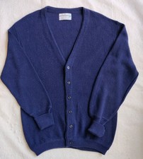 Vintage Brentwood Men's Cardigan Sweater Navy Button Front Size M Grandpacore