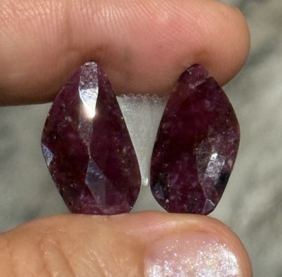 124ct 20.5x10.5x2.7mm Pair Dark Red  Ruby Rose Cut Cabochon Gems For Earrings