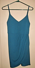 "LULUS" Draped Party Dress; Formal Stretch Spaghetti Strap Cocktail; Teal Size M