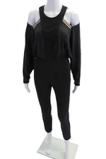 Patrizia Pepe Womens Striped Front Cutout Open Back Jumpsuit Black Size 38