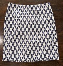 NWT J. McLaughlin Diamond/Jacquard Navy White A-Line Skirt Sz 10 Lined Textured