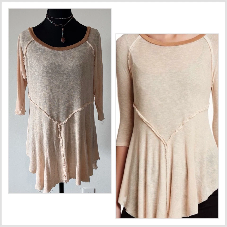 Top Free People Intimately Distressed Crema Asimétrico Talla Grande Boho Western Foto 3 de 4