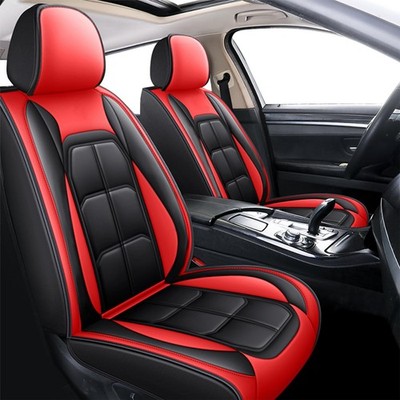 5pcs Car Seat Covers for Hyundai Kona 2017 2023 Pu Leather Waterproof Black Red
