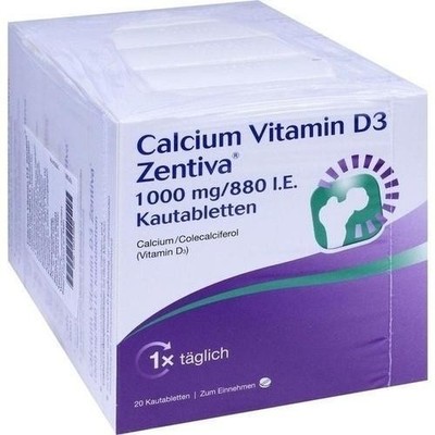 CALCIUM VITAMIN D3 Zentiva 1000 mg/880 I.E. Kautab 100 St PZN 10315696