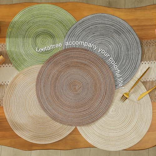 Round Placemats Heat and Slip Resistant Cotton Table Mats, Washable Bohemian - Picture 7 of 7
