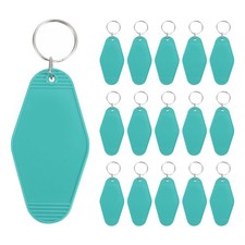 Vintage Motel Keychain, 16 Pack Blank Hotel Keychains Retro Key Tag, Lake Green