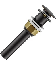 Bathroom Sink Drain with Strainer Basket and Pop-Up Drain Stopper Set (Matte Bla