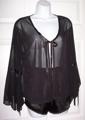 Women's 2X Negligee Top & Briefs Gorgeous Sexy Princess Sleeves by Taboo New - Picture 7 of 10