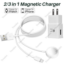For iPhone iWatch 9 8 7 6 5 4 3 2 1 SE Magnetic Charger Cable USB Power Adapter