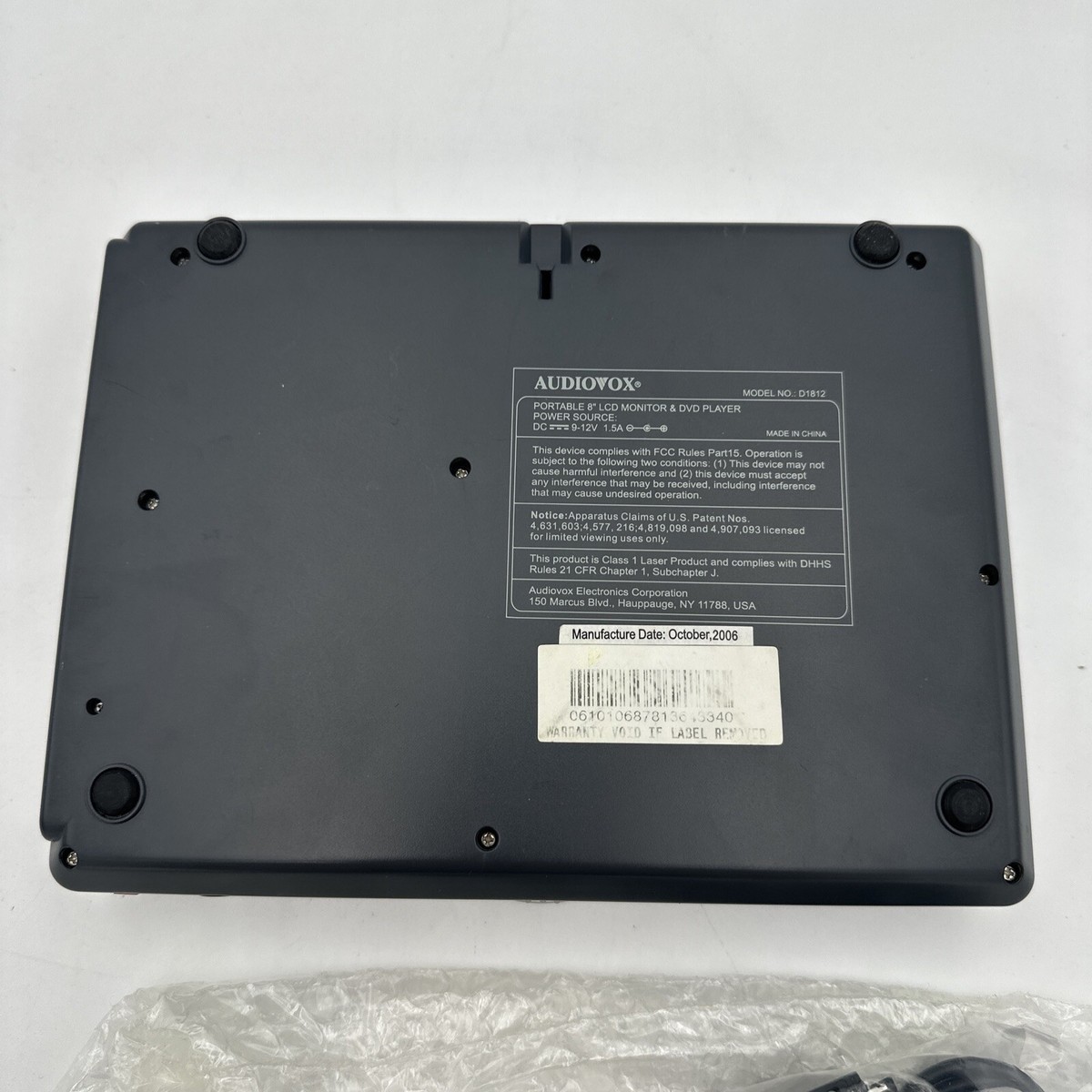 Audiovox D1812 Portable DVD Player (8