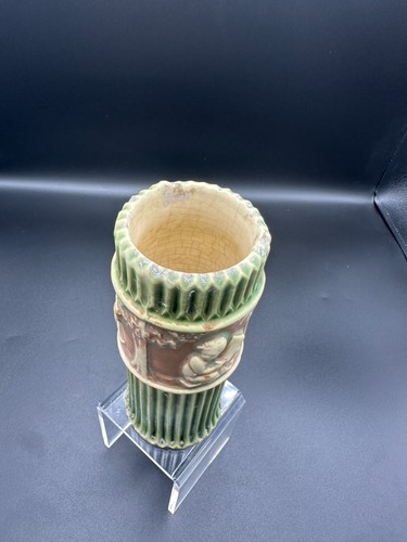 ANTIQUE ART NOUVEAU C.1923 ROSEVILLE ART POTTERY DONATELLO VASE 6 1/4" RV MARK! - Picture 11 of 15