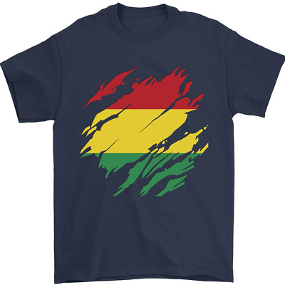Torn Bolivia Flag Bolivian Day Football Mens T-Shirt 100% Cotton