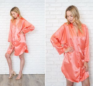 pink satin shirt dress