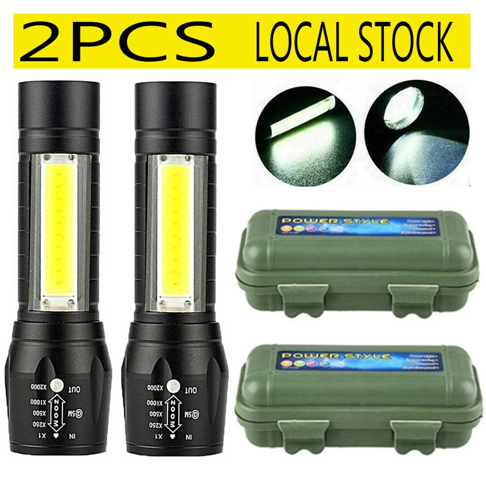 2X 990000000LM Super Bright Flashlight LED Powerful Rechargeable Torch Zoomable