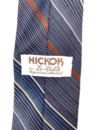 Corbata de cuello para hombre Hickok by Le Bil's azul marino multicolor a rayas diagonales - Imagen 4 de 4
