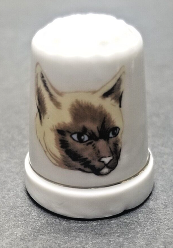 Set Of 6 | Vintage Porcelain Cat Thimbles | Gold Accent - Picture 8 of 11