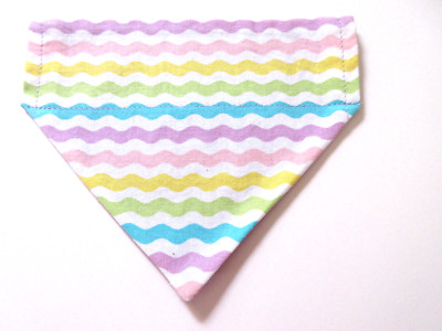 Dog cat bandana over the collar Easter pastel stripes handmade xs