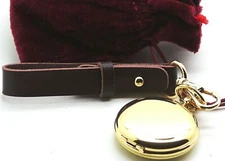 Pocket Watch Belt Loop Fob Strap Quality Genuine Leather and Gold Secure safe