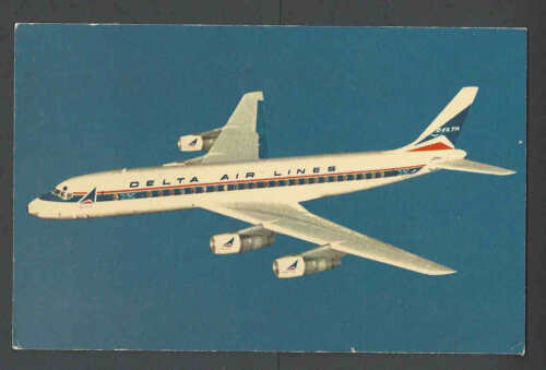 1964 PPC* Delta DC-8 Fan Jet Good Card Used - Afbeelding 1 van 1
