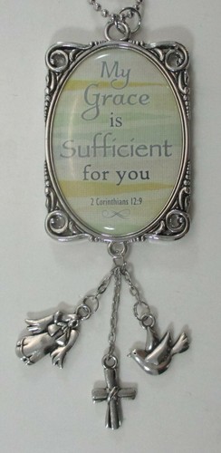 W1 Meine Gnade reicht dir SCHRIFT Auto Charm Rückspiegel Ornament
