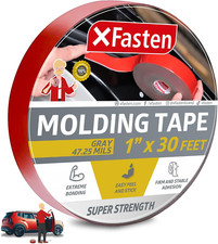 Xfasten Super Strength Automotive Molding Tape, Gray, 1-Inch X 30-Foot, Double S