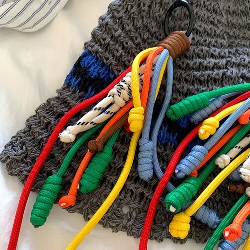 Rainbow Rope Pendant for Handbag Handwoven Nylon Cord Keyring Bag Decoration - Zdjęcie 3 z 8
