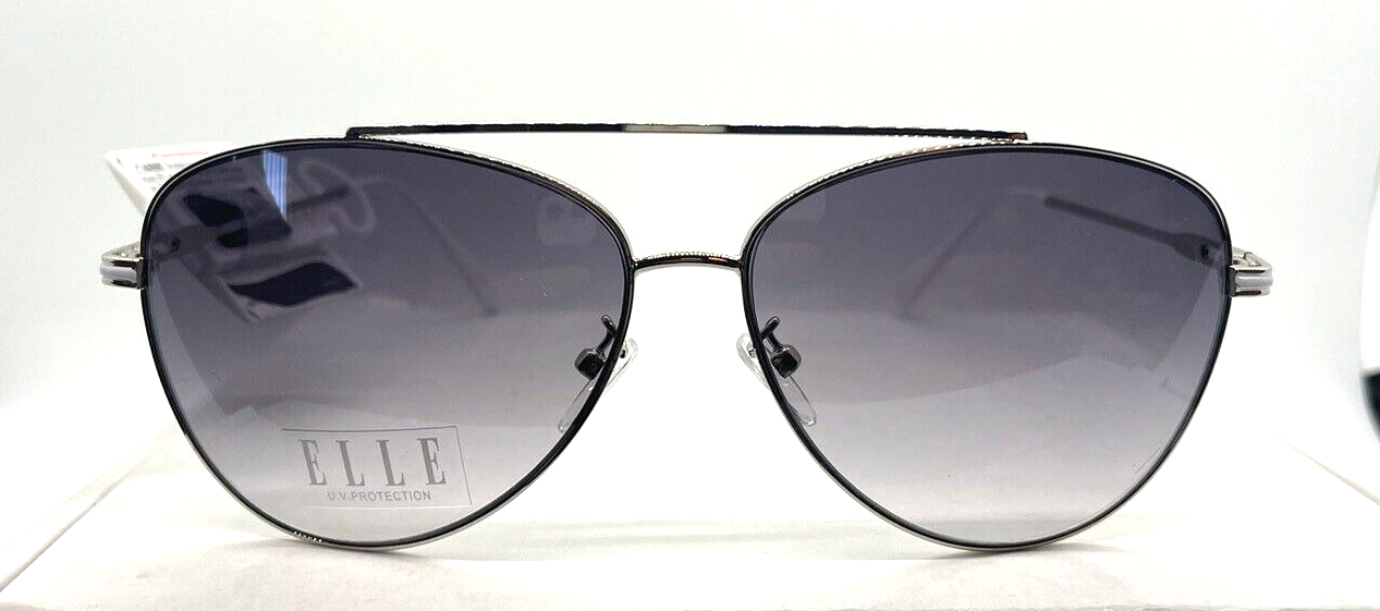 ELLE Silver Aviator Sunglasses with Gray Purple Tinted Lens New with Tag-image
