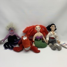 VTG Lot Of 4 Disney Store Little Mermaid Eric Ariel Beanie Bag Plush New other.