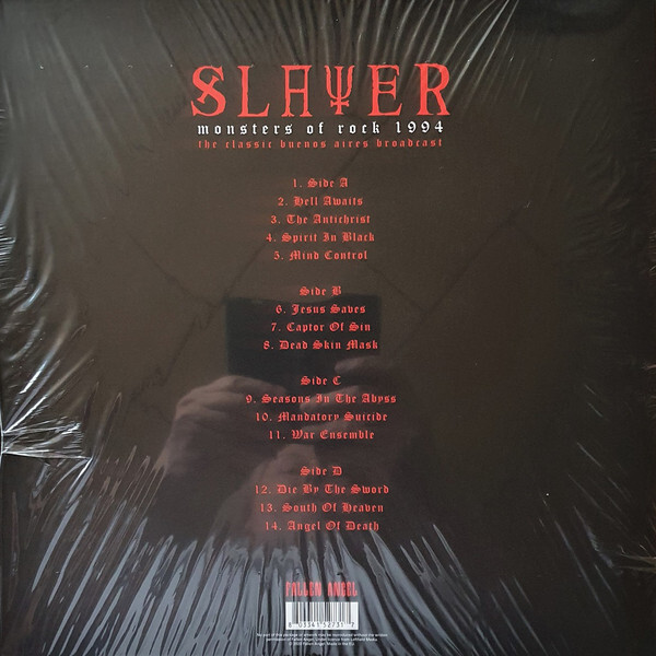 欧2discs LP Slayer Monsters Of Rock 1994 - The Classic Buenos Aires Broadcast ANGEL001LPLTD Fallen Angel /00660 Monsters Of Rock 1994 - Amazon.com Music