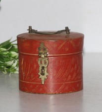 Antique Wooden Lacquer Painted Kum Kum Powder Tikka Box Original Old