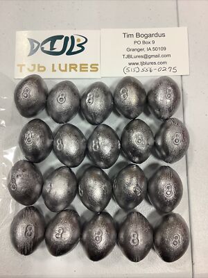 8oz Egg Sinkers 20 qty 10 lbs Fishing Weights Free Shipping